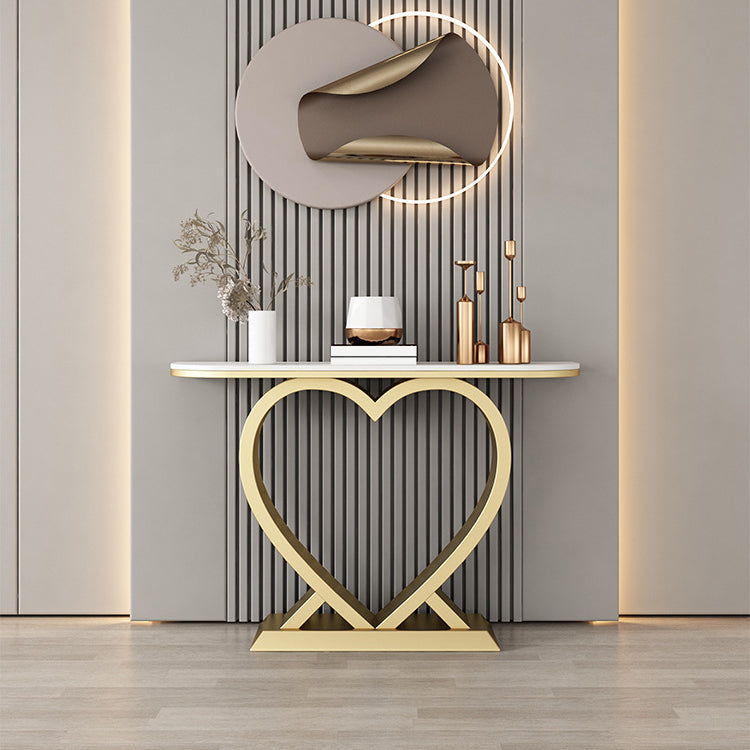 Contemporary Half Moon Console Table Antique Finish Console Sofa Table