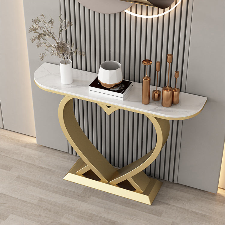 Contemporary Half Moon Console Table Antique Finish Console Sofa Table