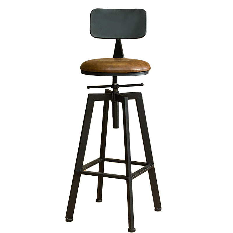 Industrial Armless Elevatable Counter Stool Iron Cafe Bar Stool with Metal Legs