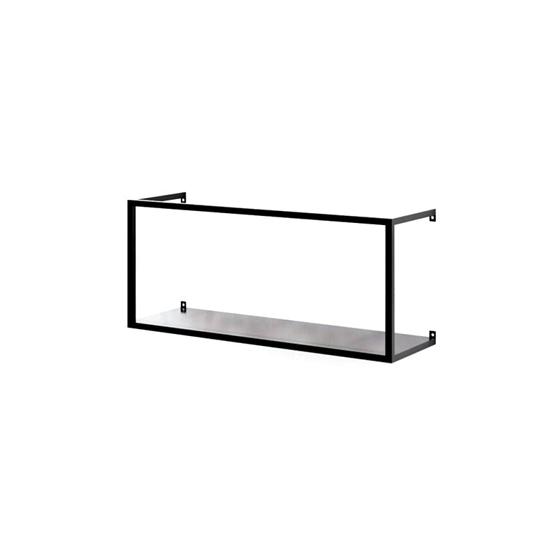 Closed Back Wall Mounted Book Shelf Metal Shelves Included Bookcase in Black