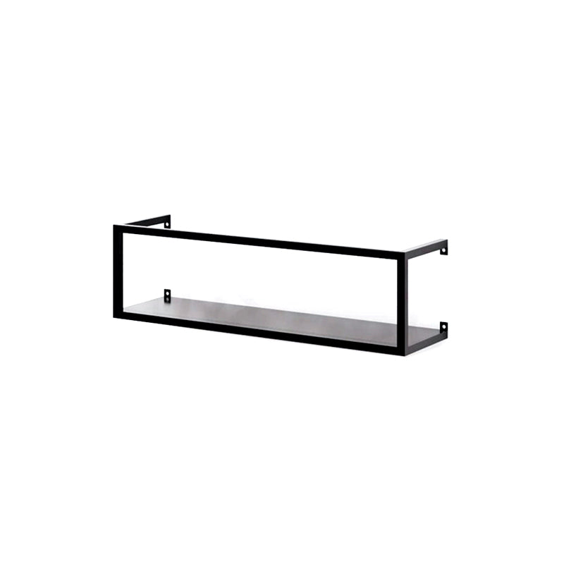 Closed Back Wall Mounted Book Shelf Metal Shelves Included Bookcase in Black