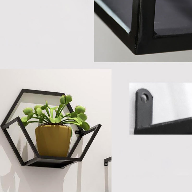 Closed Back Wall Mounted Book Shelf Metal Shelves Included Bookcase in Black