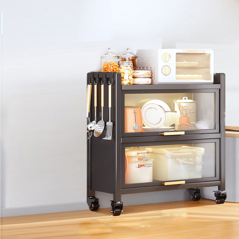 Standard Metal Bookshelf Glam Closed Back Bookcase with Cabinets