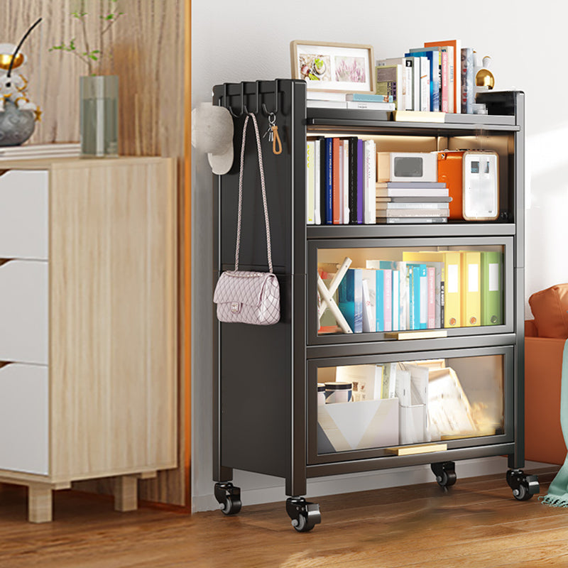 Standard Metal Bookshelf Glam Closed Back Bookcase with Cabinets