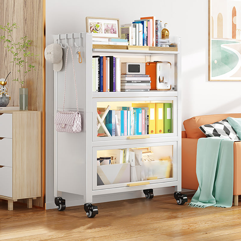 Standard Metal Bookshelf Glam Closed Back Bookcase with Cabinets