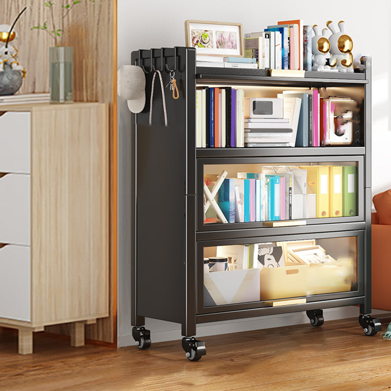 Standard Metal Bookshelf Glam Closed Back Bookcase with Cabinets