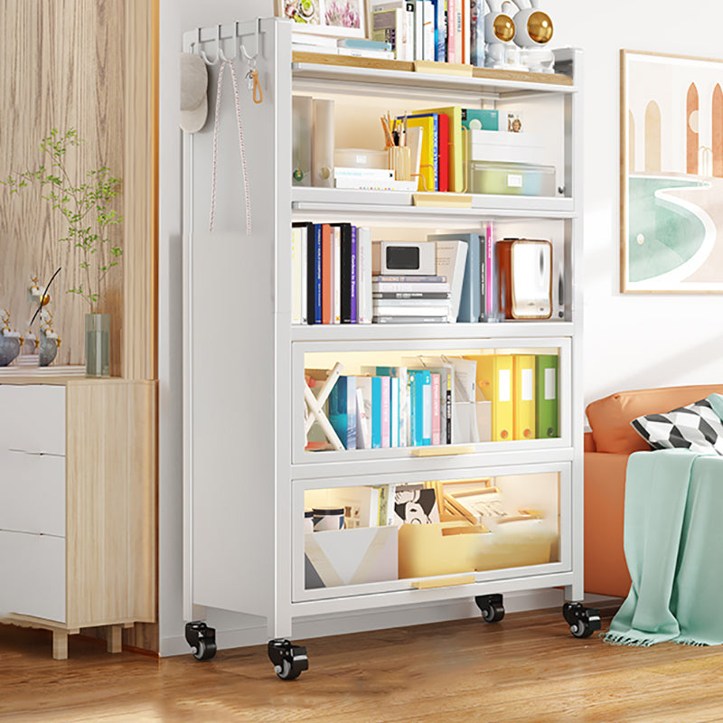 Standard Metal Bookshelf Glam Closed Back Bookcase with Cabinets