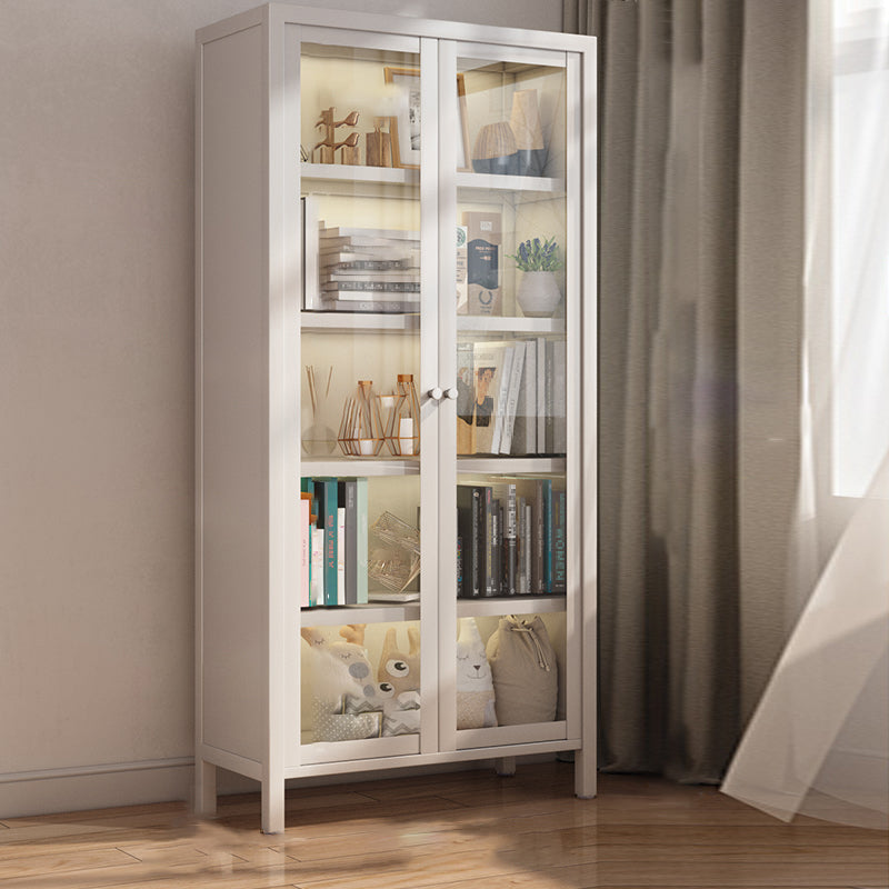 Standard Metal Bookshelf Glam Closed Back Bookcase with Cabinets