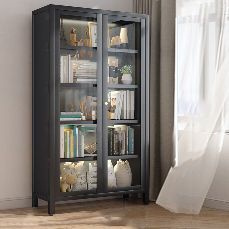 Standard Metal Bookshelf Glam Closed Back Bookcase with Cabinets