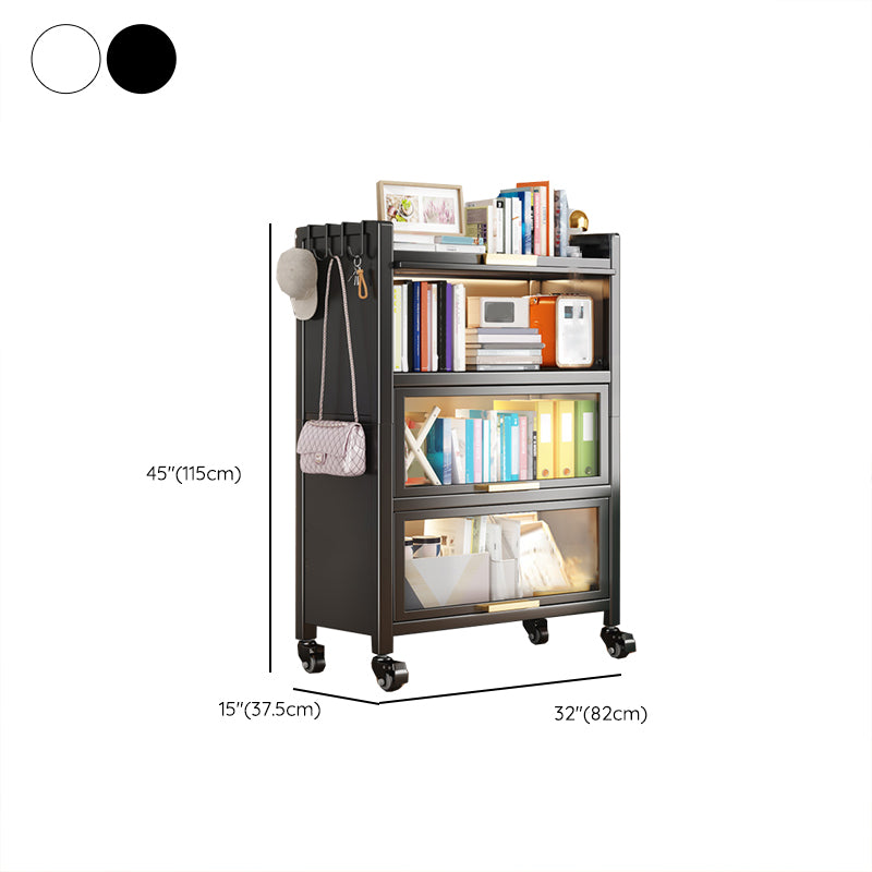 Standard Metal Bookshelf Glam Closed Back Bookcase with Cabinets