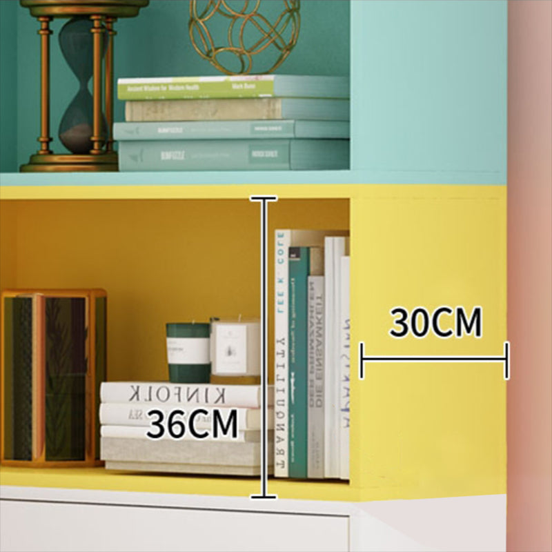 Scandinavian Standard Bookcase Engineered Wood Closed Back with Cabinets