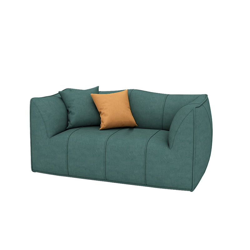 Fabric Sofa Contemporary Tuxedo Arm Apartment Seating in Dark Green