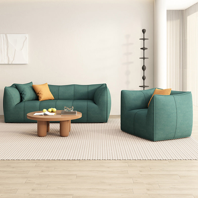 Fabric Sofa Contemporary Tuxedo Arm Apartment Seating in Dark Green
