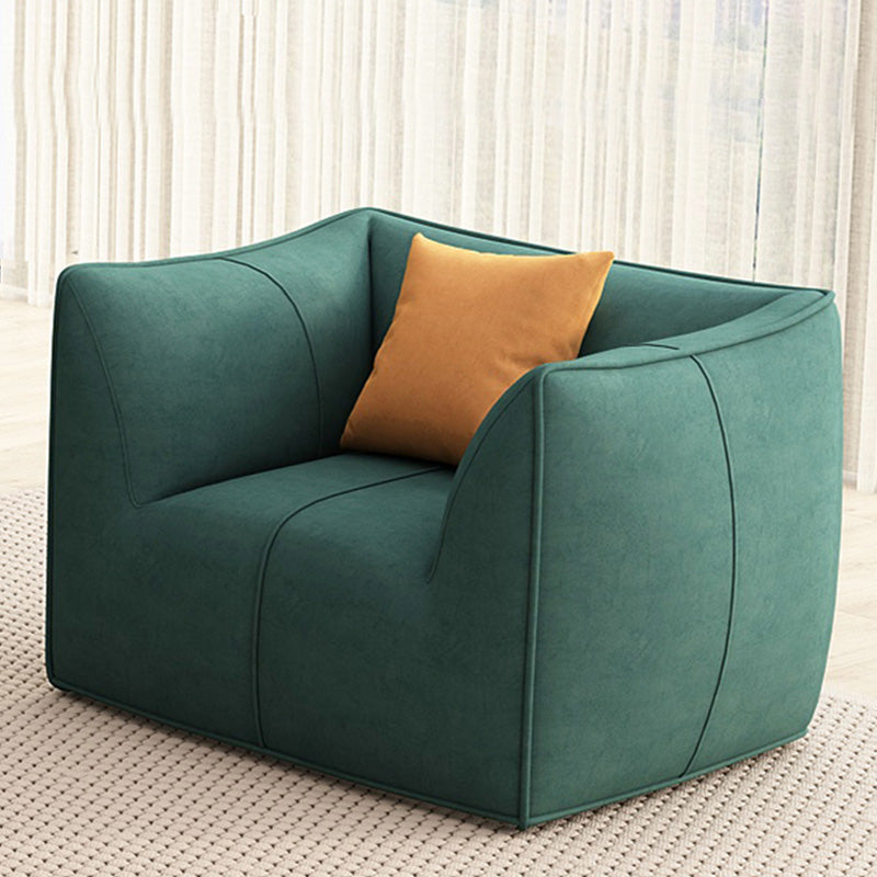 Fabric Sofa Contemporary Tuxedo Arm Apartment Seating in Dark Green