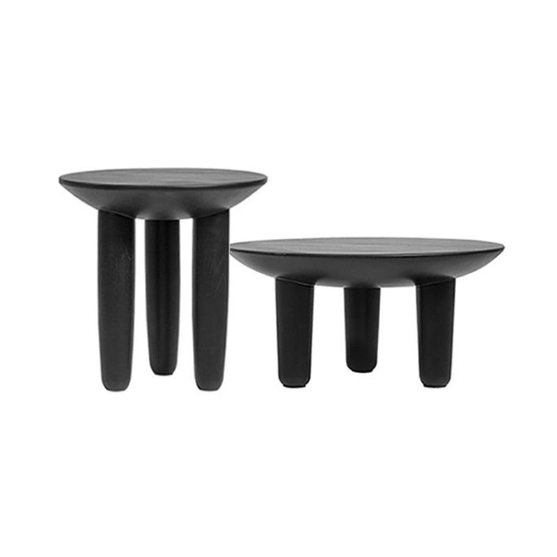 Black Finish Wood 3 Legs Cocktail Table 2-Piece Round Coffee Table Set
