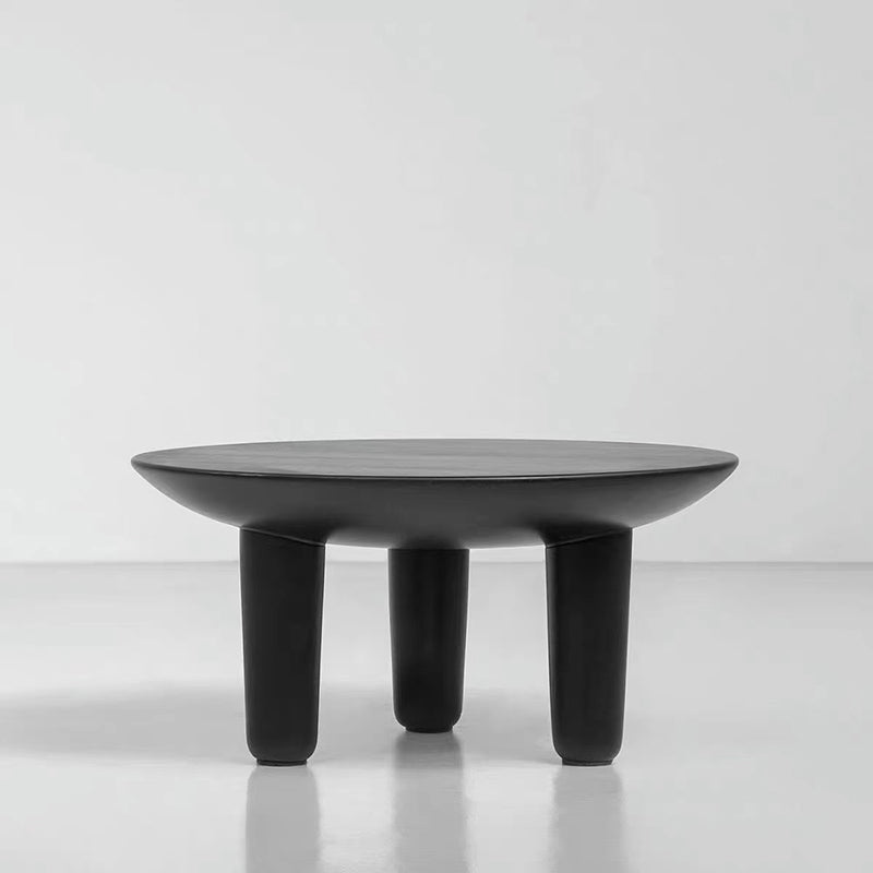 Black Finish Wood 3 Legs Cocktail Table 2-Piece Round Coffee Table Set