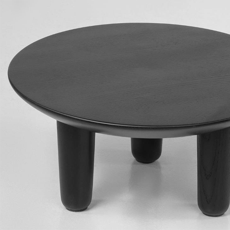 Black Finish Wood 3 Legs Cocktail Table 2-Piece Round Coffee Table Set