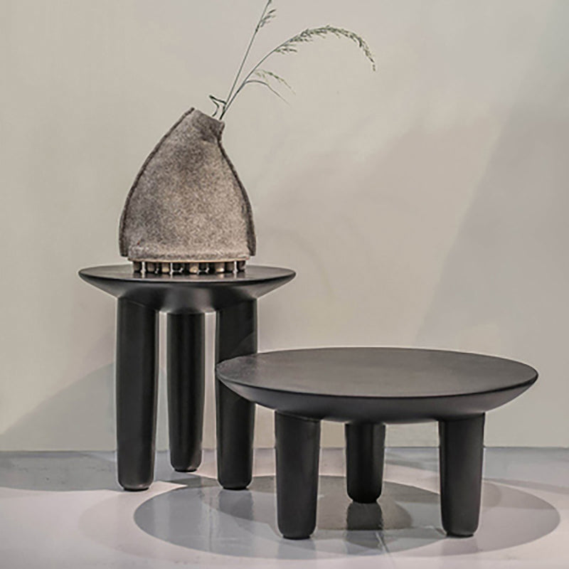 Black Finish Wood 3 Legs Cocktail Table 2-Piece Round Coffee Table Set