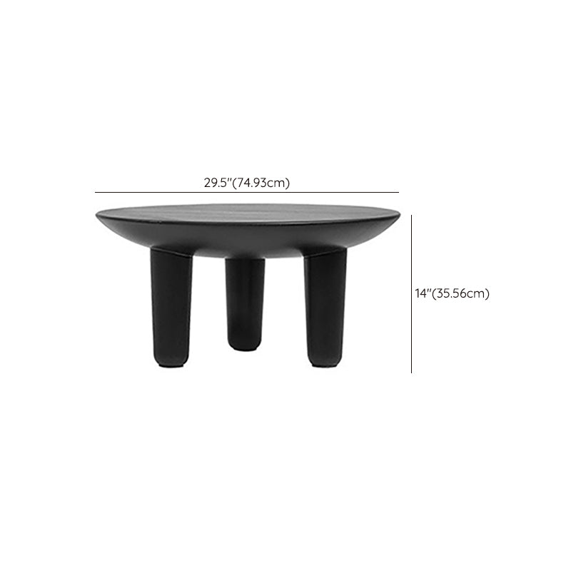Black Finish Wood 3 Legs Cocktail Table 2-Piece Round Coffee Table Set