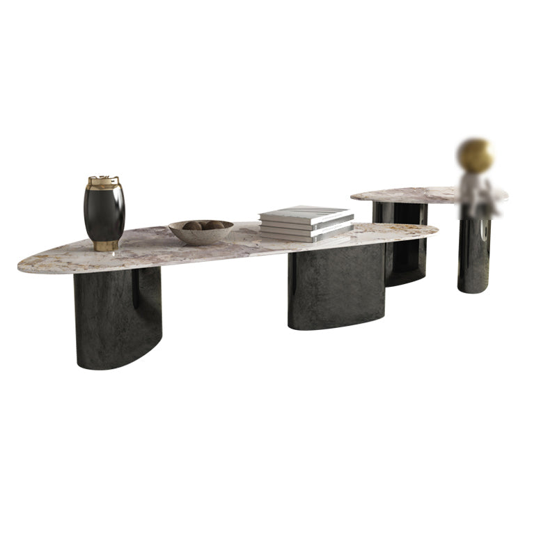 2 Legs Coffee Cocktail Table Contemporary Slate Top Coffee Table