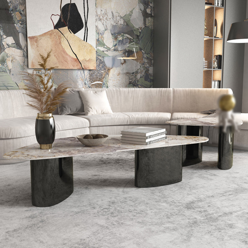 2 Legs Coffee Cocktail Table Contemporary Slate Top Coffee Table