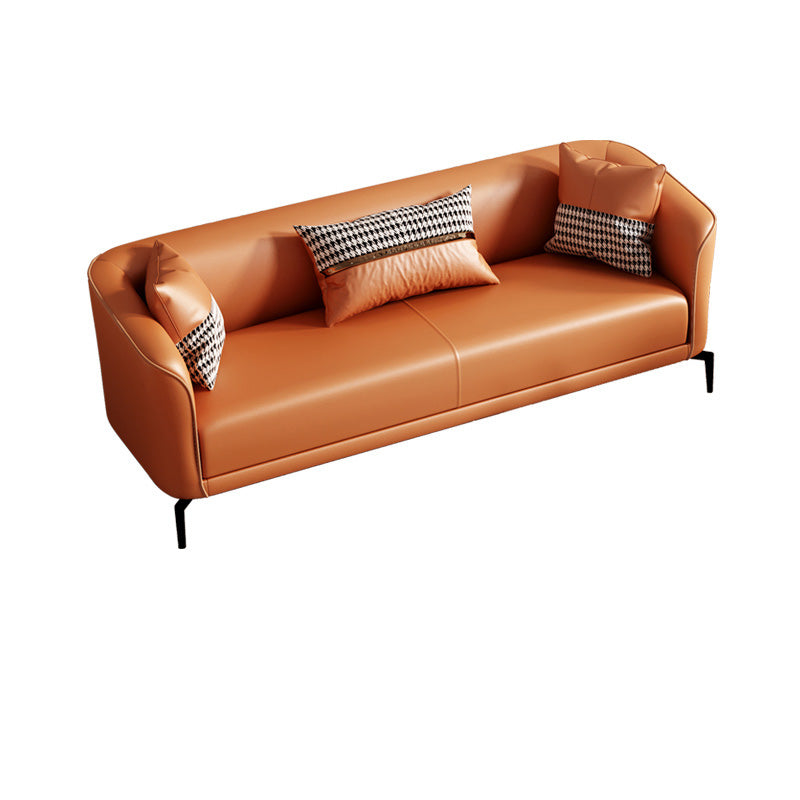 Modern Style Fabric Settee with Four Legs Apartment Sofa with Bolster Pillows