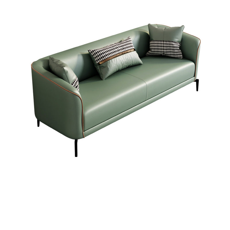 Modern Style Fabric Settee with Four Legs Apartment Sofa with Bolster Pillows