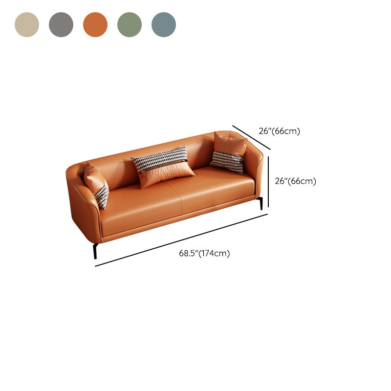 Modern Style Fabric Settee with Four Legs Apartment Sofa with Bolster Pillows