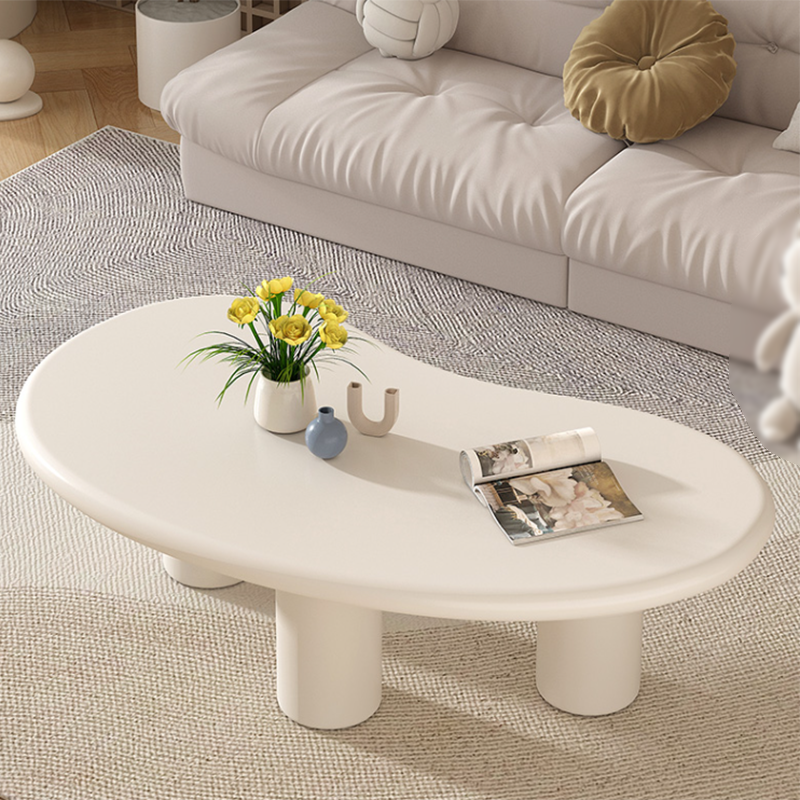 Modern Irregular Coffee Table 3 Legs Cocktail Table Set in White