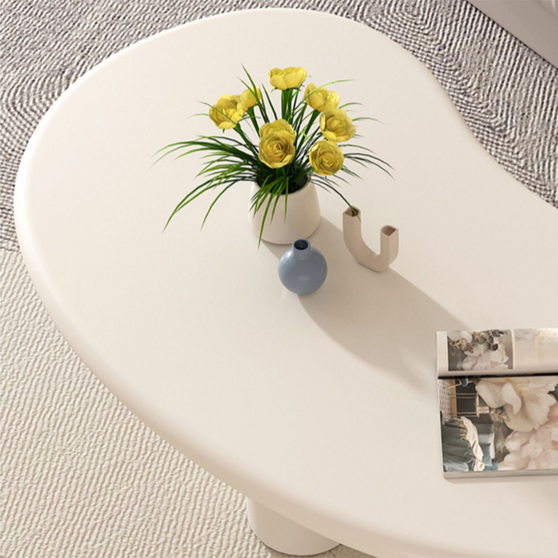 Modern Irregular Coffee Table 3 Legs Cocktail Table Set in White