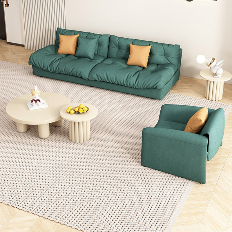 Dark Green Fabric Sofa Contemporary Armless Settee Apartment Seating