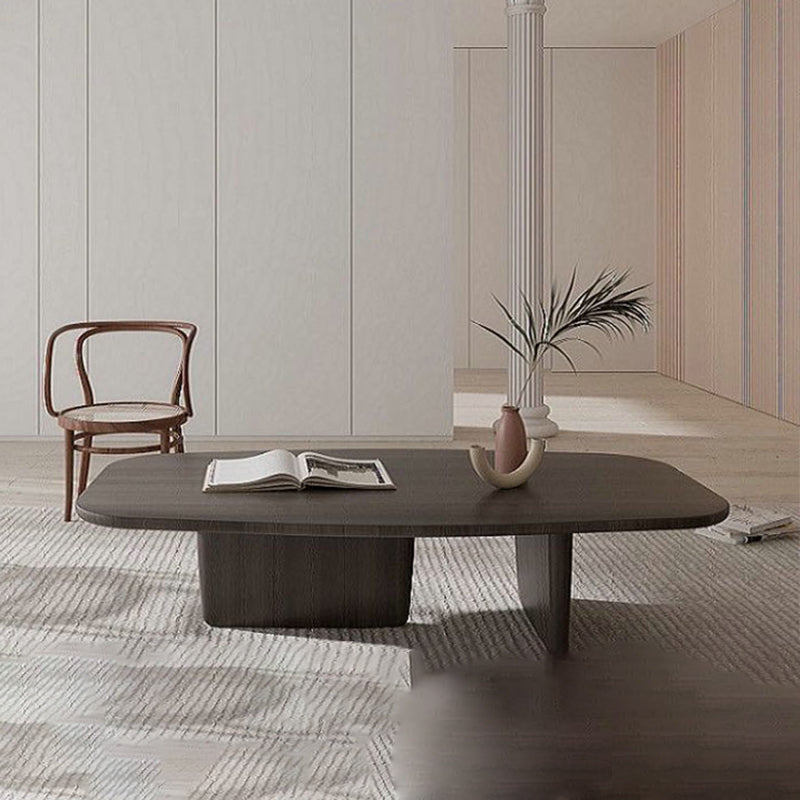 Modern Elliptical Pine Wood Coffee Cocktail Table with 2 Legs