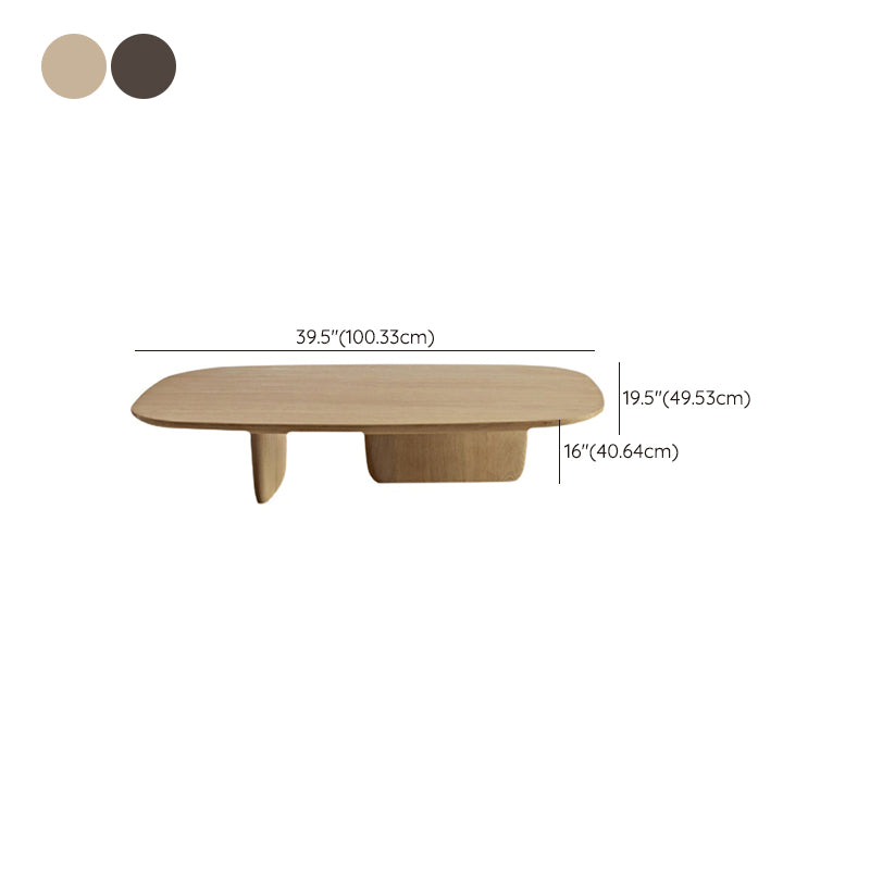 Modern Elliptical Pine Wood Coffee Cocktail Table with 2 Legs
