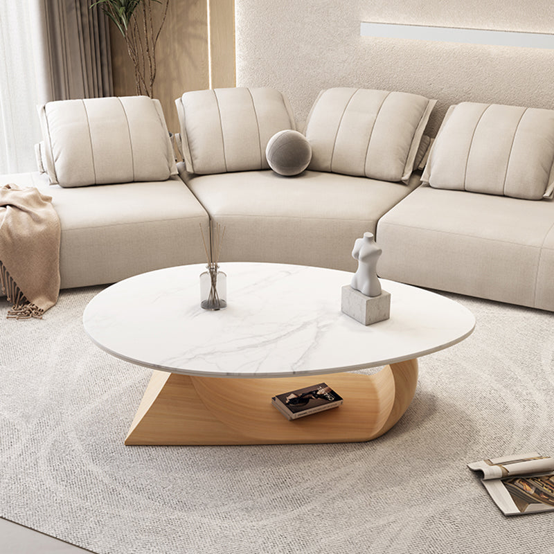 Modern Oval Cocktail Table Trestle Slate Top Coffee or End Table