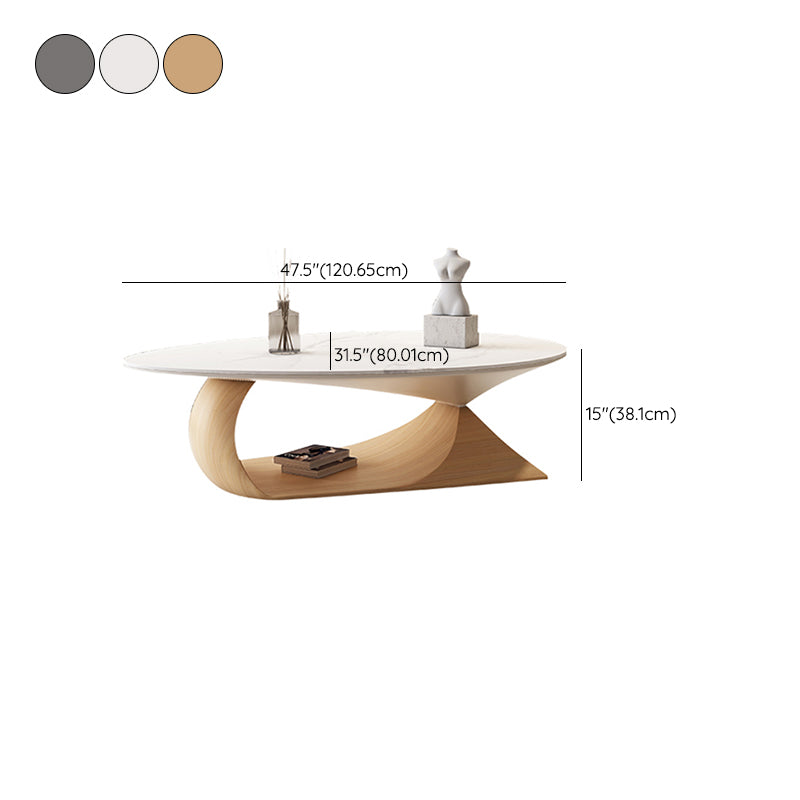 Modern Oval Cocktail Table Trestle Slate Top Coffee or End Table