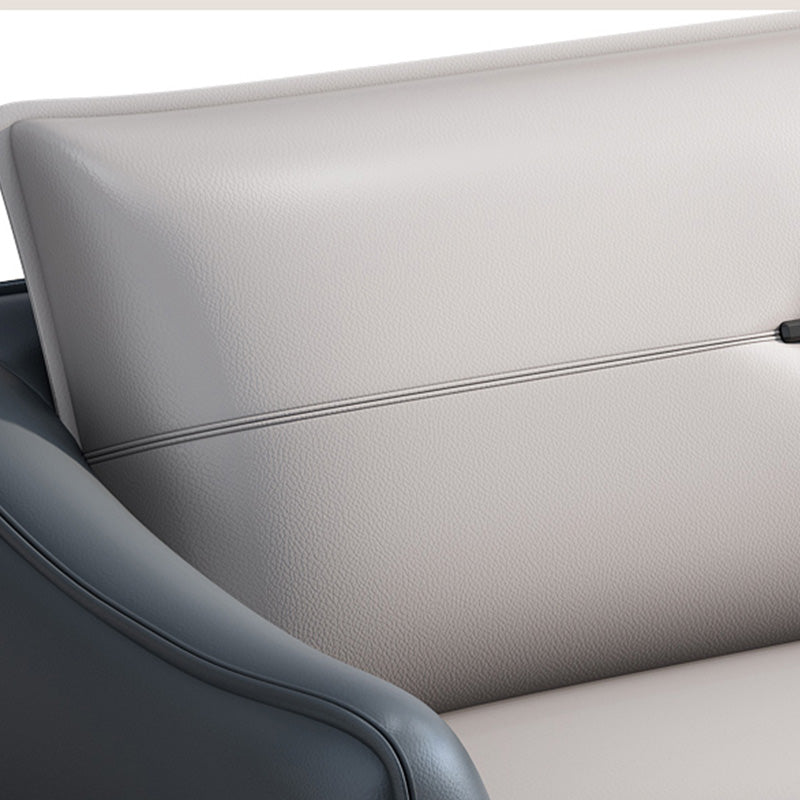 Gray Leather Sofa with Four Legs Loose Back Nordic Style Seating