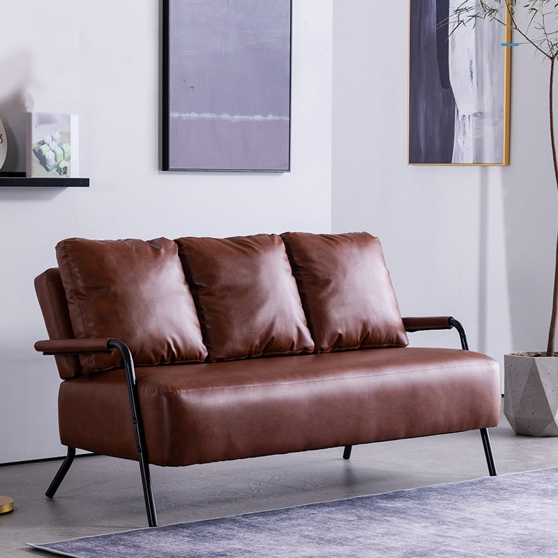 Contemporary Sofa with Bolster Pillows Metal with Four Legs Seating