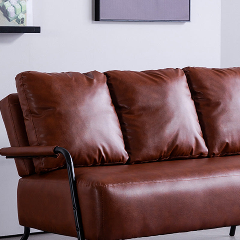 Contemporary Sofa with Bolster Pillows Metal with Four Legs Seating