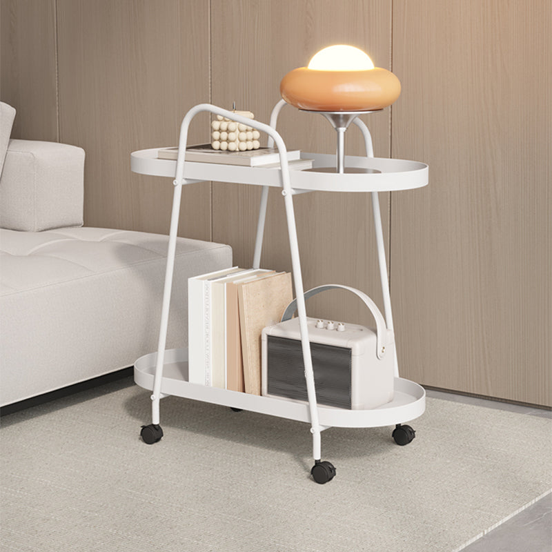 25.19" Tall 4 Legs Side Table with Metal Shelves Oval End Table Stand