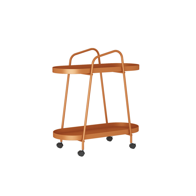 25.19" Tall 4 Legs Side Table with Metal Shelves Oval End Table Stand