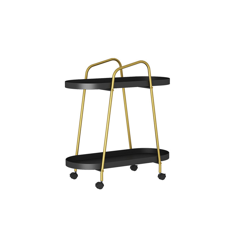 25.19" Tall 4 Legs Side Table with Metal Shelves Oval End Table Stand