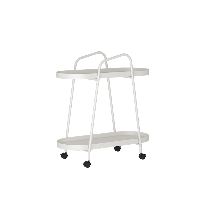 25.19" Tall 4 Legs Side Table with Metal Shelves Oval End Table Stand