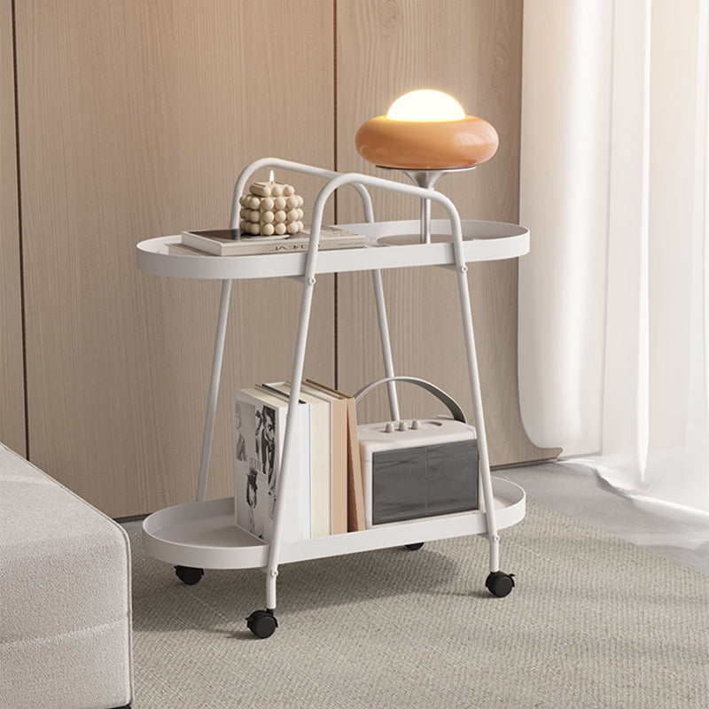 25.19" Tall 4 Legs Side Table with Metal Shelves Oval End Table Stand