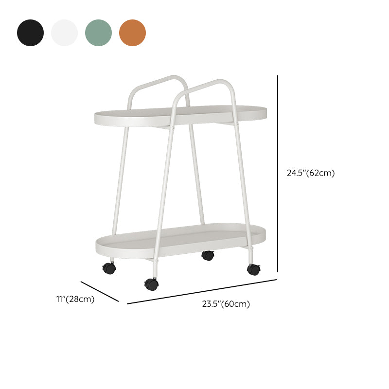 25.19" Tall 4 Legs Side Table with Metal Shelves Oval End Table Stand