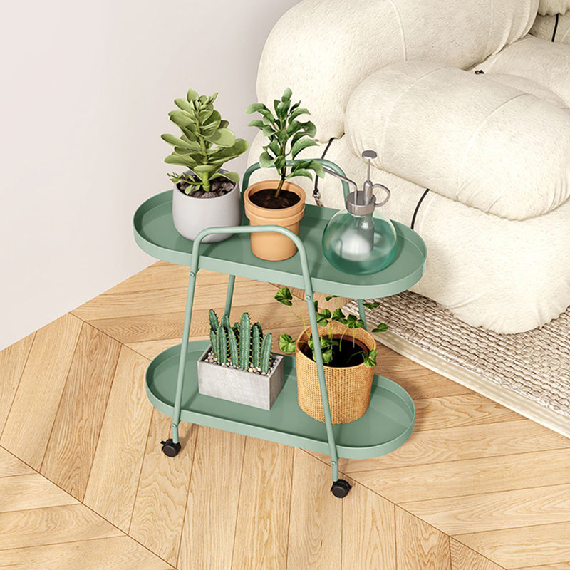 25.19" Tall Metal Side Table Oval 4 Legs Sofa Side Accent Table