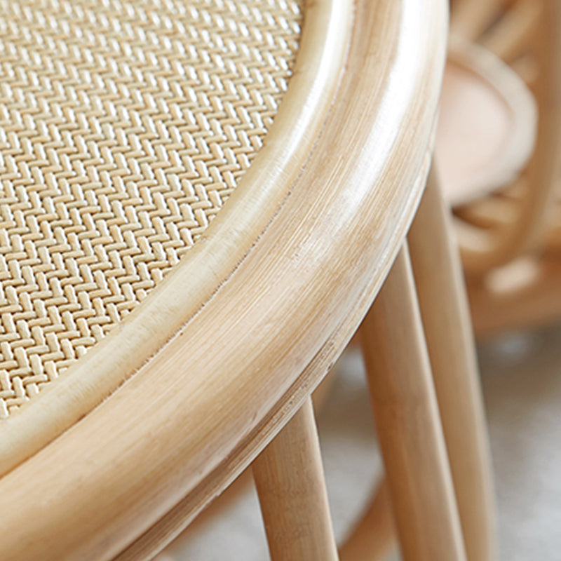 Asian Drum End Table Round Rattan Accent Side Table with Storage