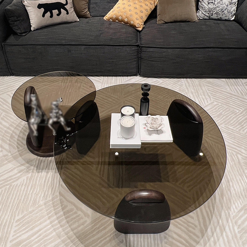 Glass Top Coffee Table Contemporary 3 Legs Coffee Cocktail Table