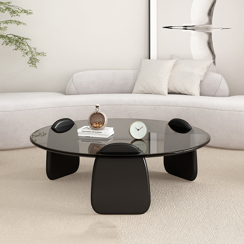 Glass Top Coffee Table Contemporary 3 Legs Coffee Cocktail Table