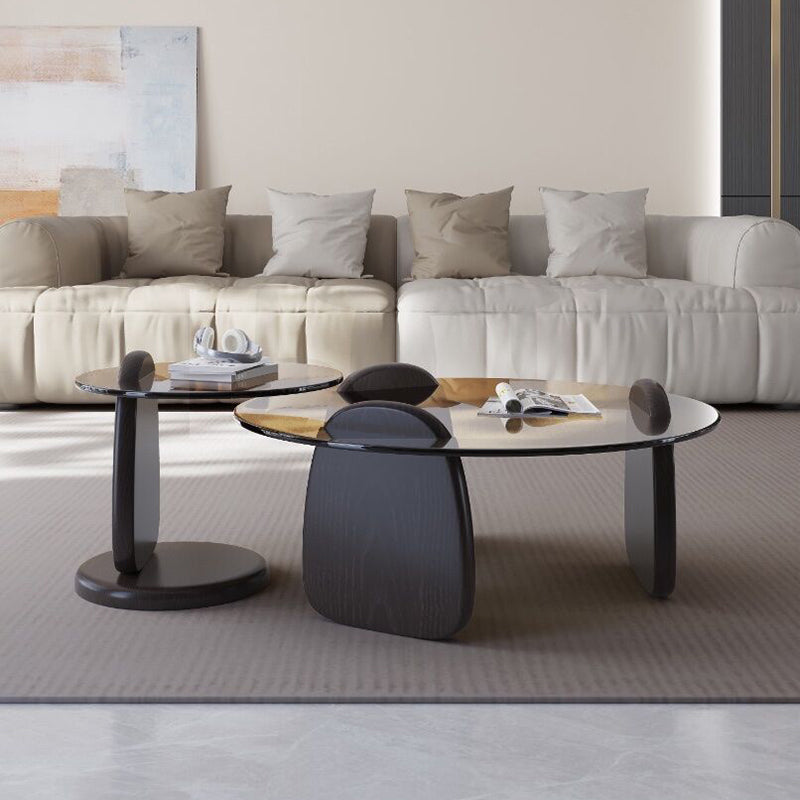 Glass Top Coffee Table Contemporary 3 Legs Coffee Cocktail Table