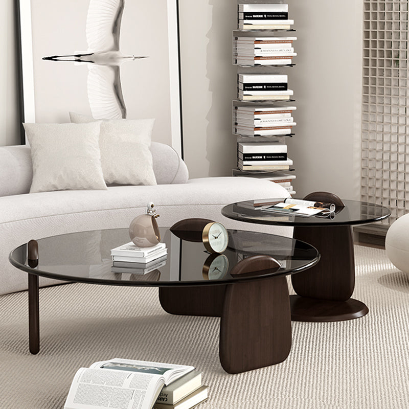 Glass Top Coffee Table Contemporary 3 Legs Coffee Cocktail Table